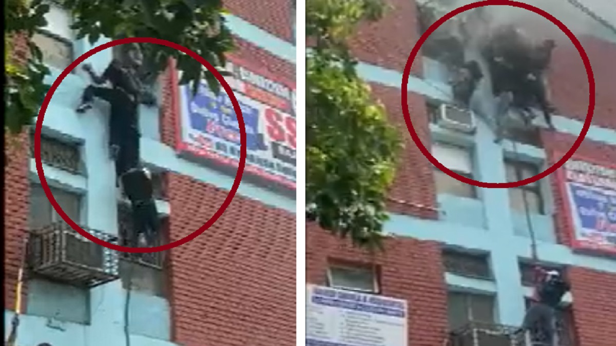 দিল্লির কোচিং সেন্টারে আগুন, বহুতল ভবন থেকে দড়ি বেয়ে নেমে প্রাণরক্ষা শিক্ষার্থীদের (ভিডিও)
