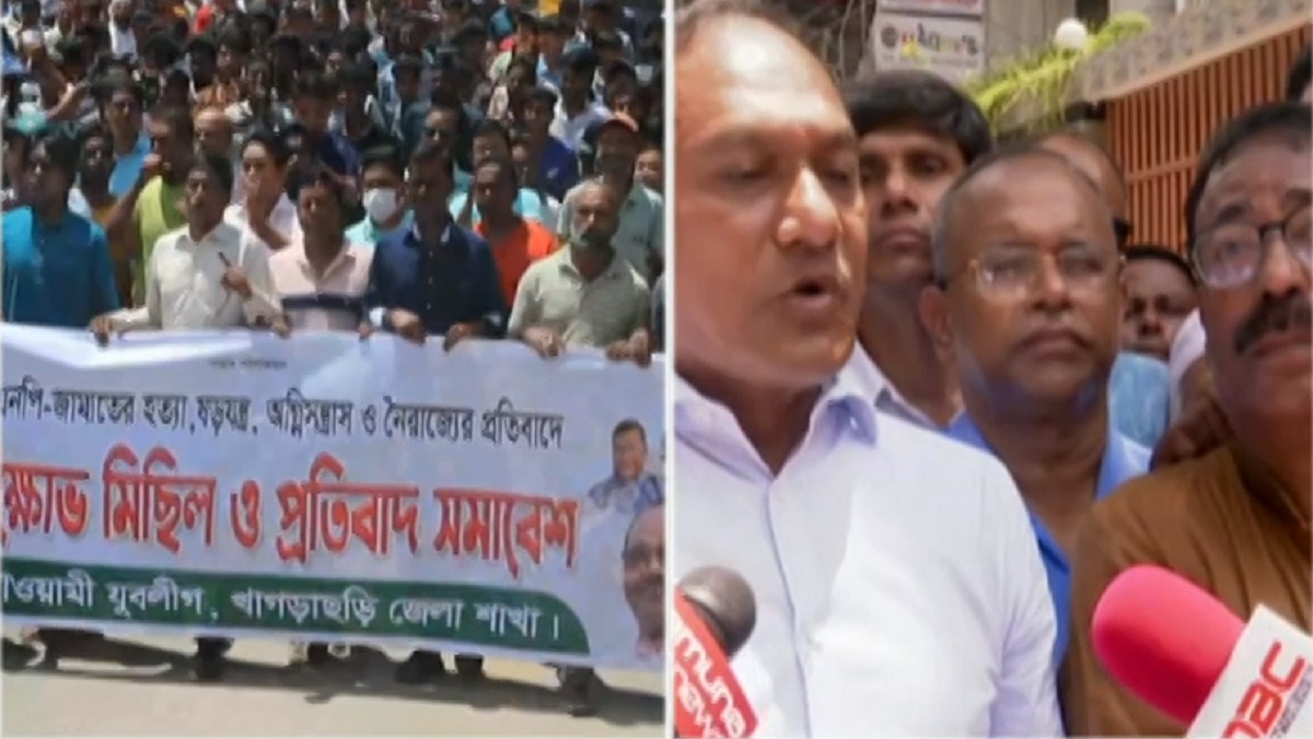 ঢাকা উত্তর আওয়ামী লীগের বিক্ষোভ চলছে