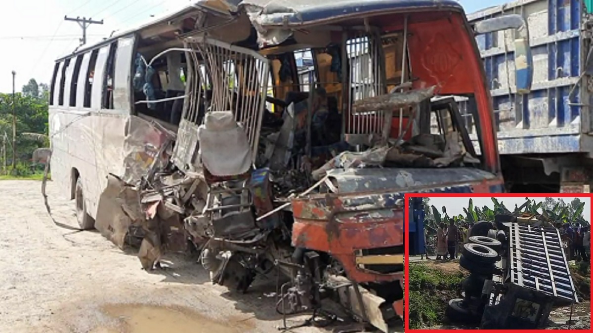 দিনাজপুরে বাস-ট্রাকের মুখোমুখি সংঘর্ষে নিহত ২, আহত অন্তত ১৫