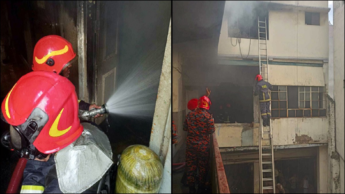 রাজধানীর লালবাগে মদিনা মার্কেটে আগুন