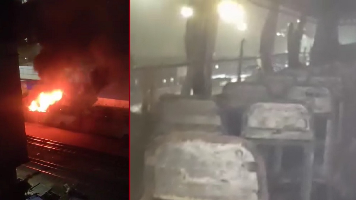 মালিবাগে পার্কিং করা বাসে আগুন