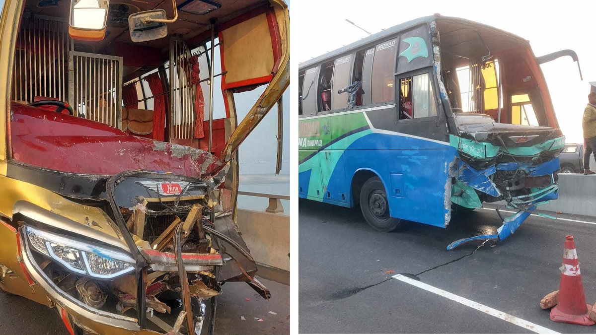 পদ্মা সেতুতে দুই বাসের মুখোমুখি সংঘর্ষ, আহত ২