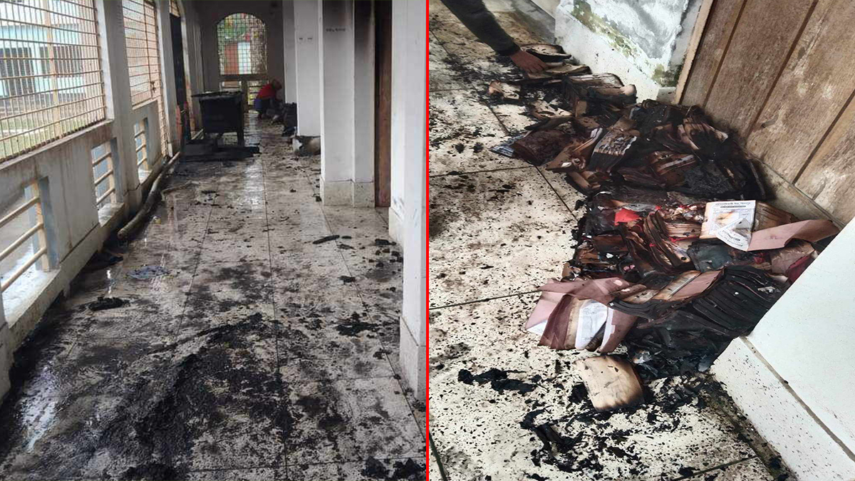 ফেনীতে ভোট কেন্দ্রে আগুন