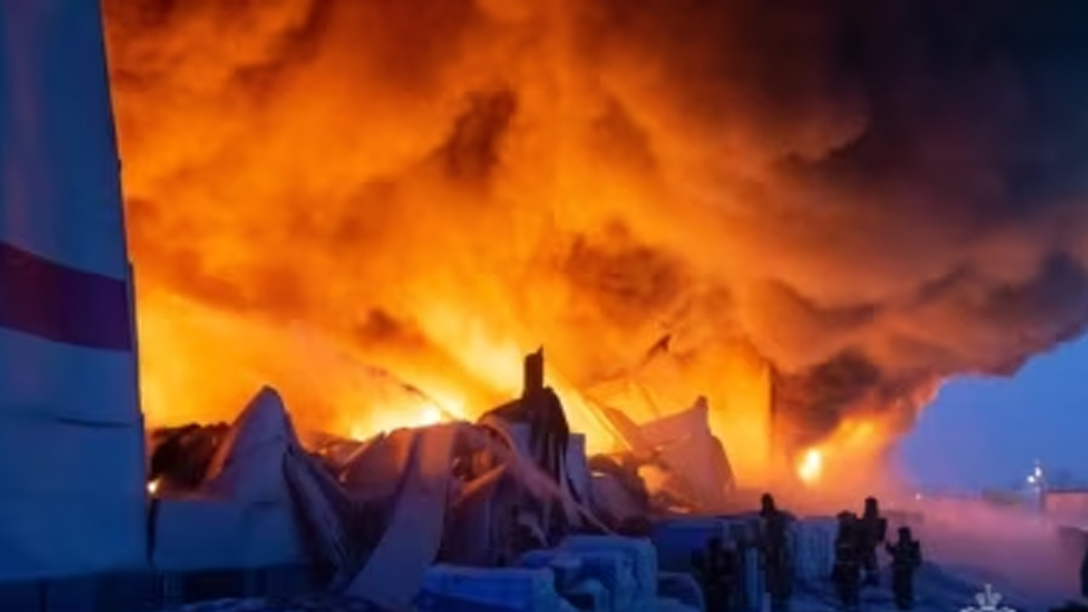 রাশিয়ায় ওয়াইল্ড-বেরিস’র গুদামে ভয়াবহ আগুন