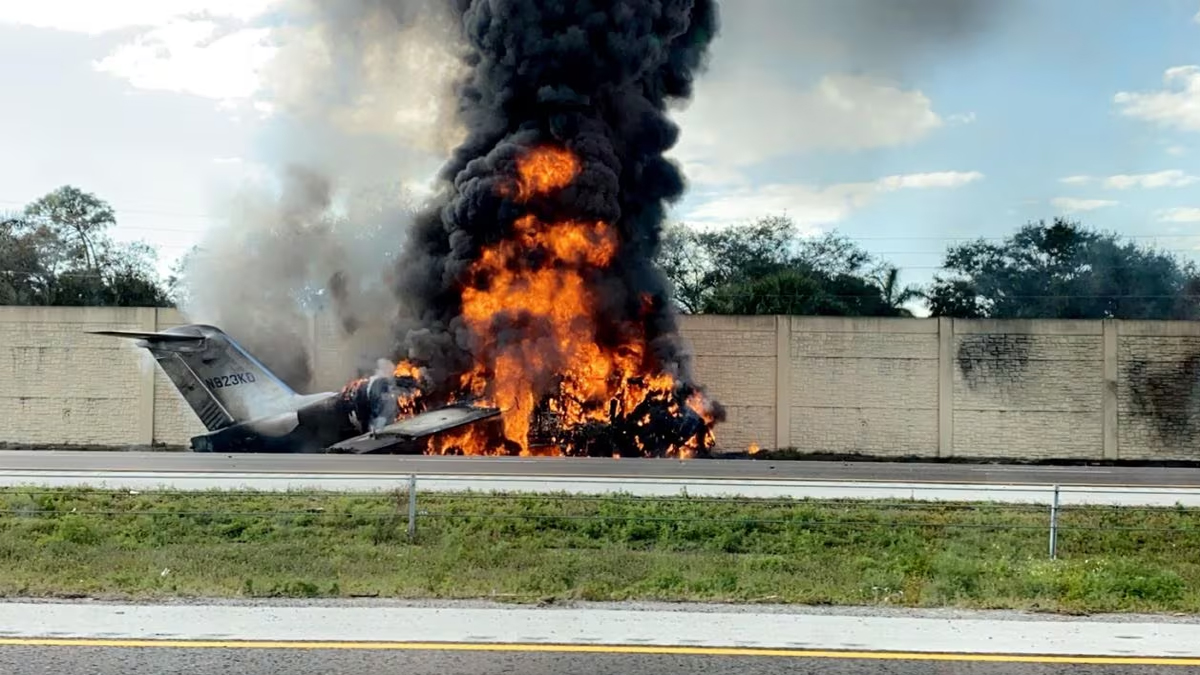ব্যস্ত হাইওয়েতে আছড়ে পড়লো বিমান