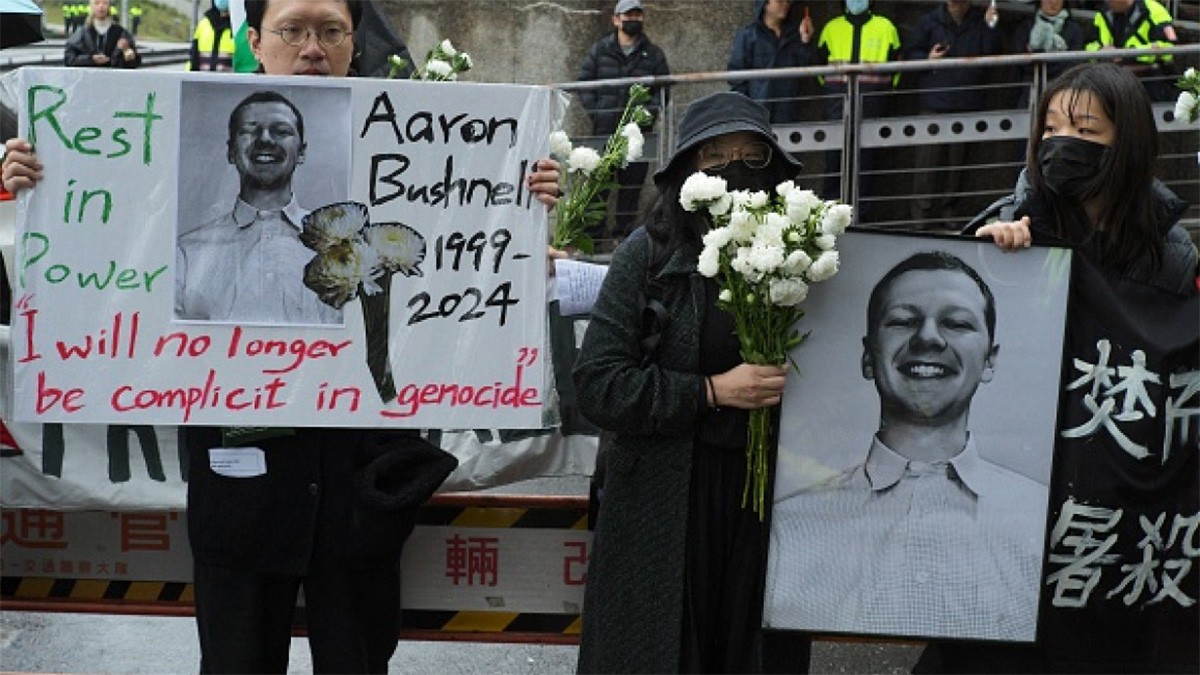 শরীরে আগুন দেয়া অ্যারন বুশনেলের নামে ফিলিস্তিনে সড়ক