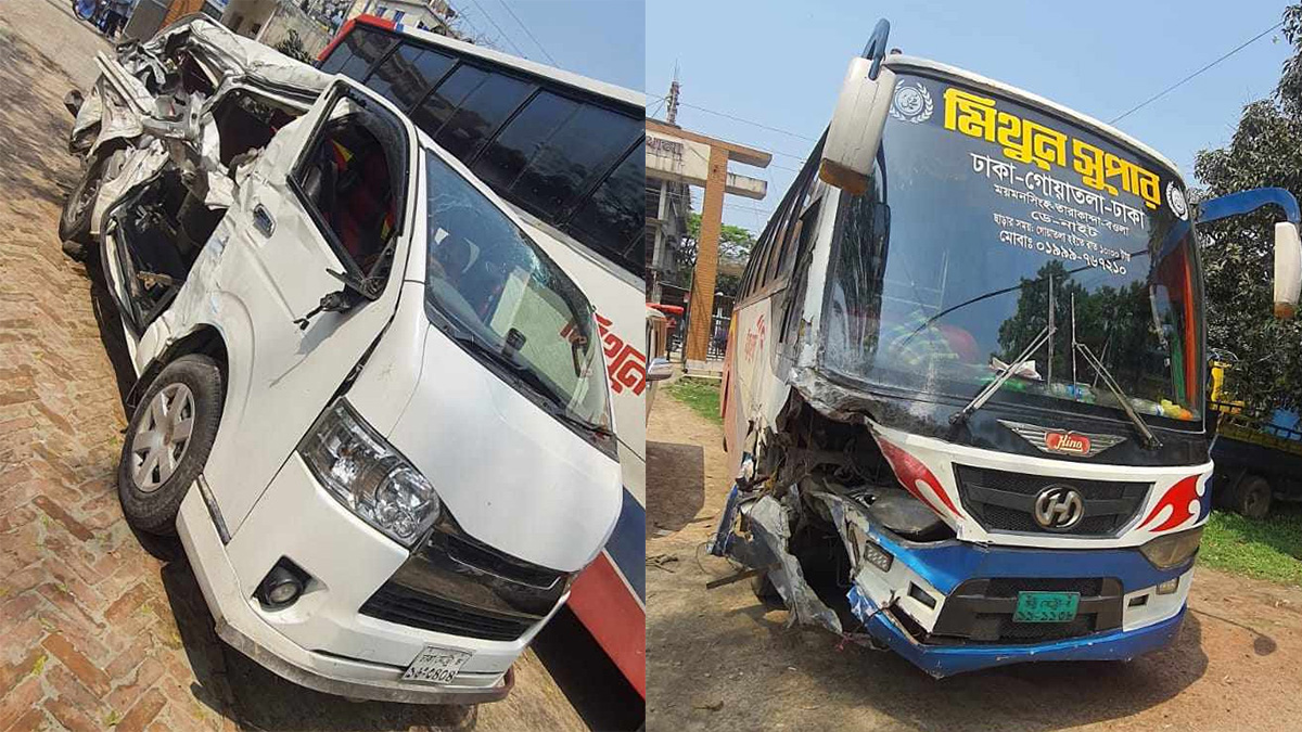 বাস ও মাইক্রোবাসের সংঘর্ষে ভাই-বোন নিহত, আহত বাবা-মা