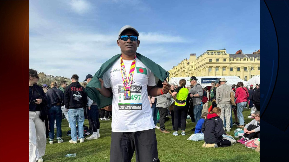ব্রাইটন ম্যারাথনে বাংলাদেশের পতাকা তুলে ধরলেন আল আমিন