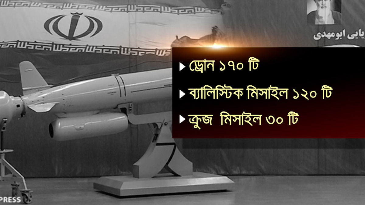 ইরানের হামলায় ব্যবহৃত অস্ত্রের তালিকা প্রকাশ করলো ইসরায়েল