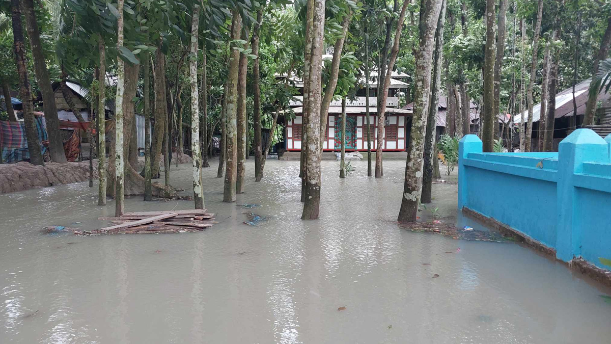 বাউফলের তেঁতুলিয়া নদীর তীরবর্তী এলাকা প্লাবিত