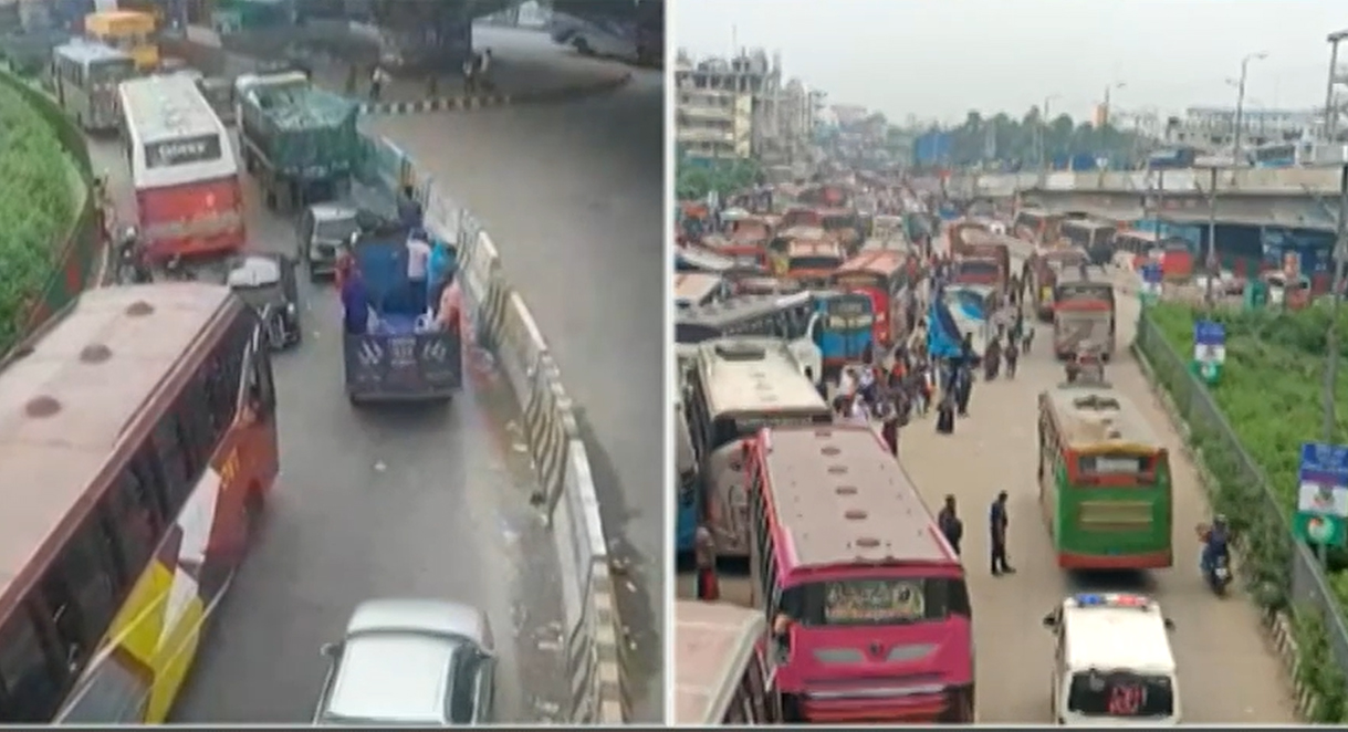 ট্রেন ও বাস স্ট্যান্ডে ঘরমুখো মানুষের ভিড়, সড়কে যানজট