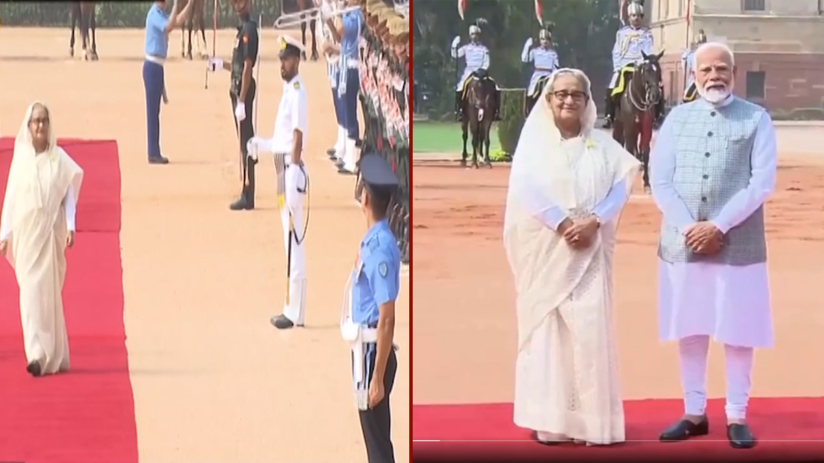ভারতের রাষ্ট্রপতি ভবনে শেখ হাসিনাকে মোদির সংবর্ধনা-গার্ড অব অনার