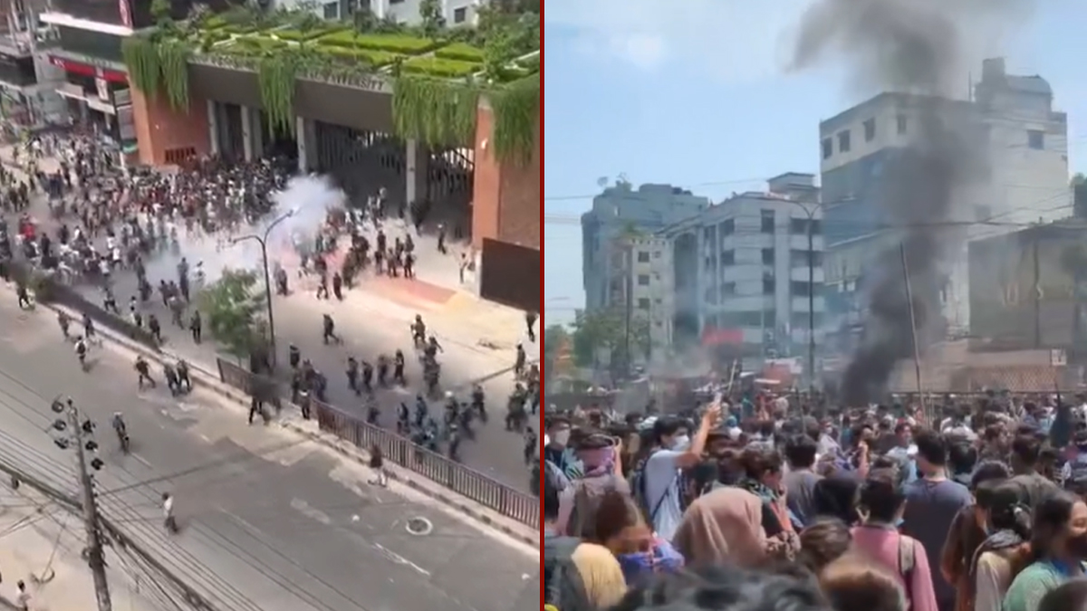 রাজধানীর মেরুল বাড্ডায় পুলিশের সঙ্গে আন্দোলনকারীদের সংঘর্ষ, ধাওয়া-পাল্টাধাওয়া