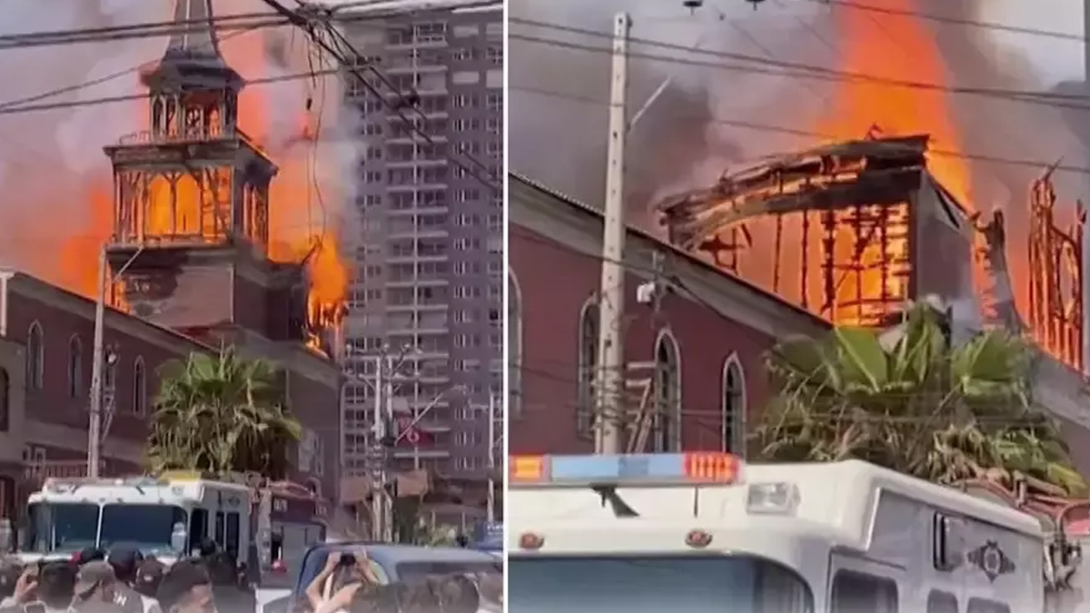 নিমিষেই ছাই চিলির ঐতিহাসিক সান ফ্রান্সিস্কো চার্চ