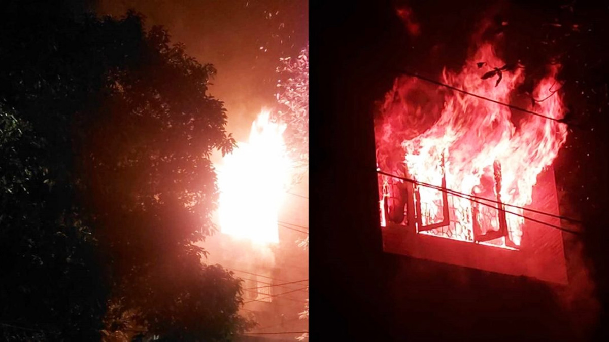 এবার শেখ হাসিনার বাসভবন সুধা সদনেও ছাত্র-জনতার আগুন