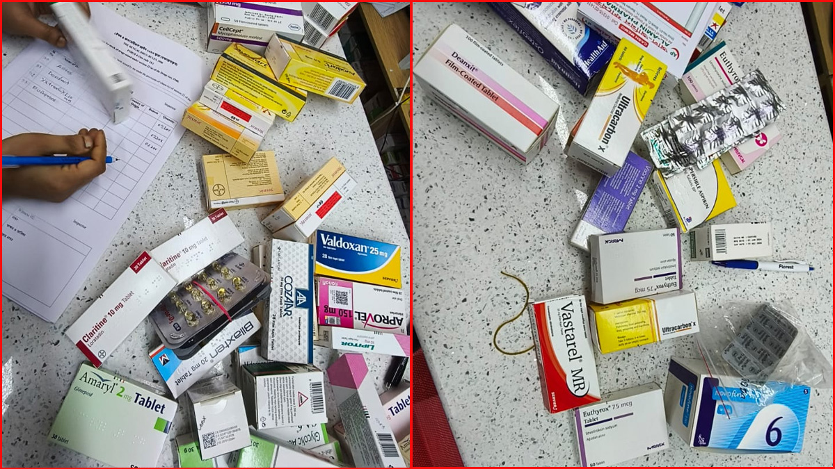 বনানীতে ফার্মেসি থেকে ৩৬ ধরনের নিবন্ধনবিহীন ওষুধ জব্দ