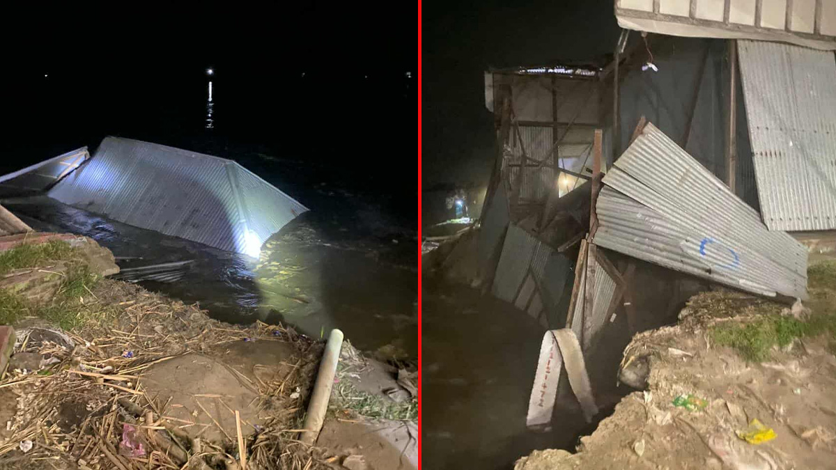 মুন্সিগঞ্জের দিঘীরপাড় বাজারে পদ্মায় ভাঙন, বিলীন একাধিক ব্যবসা প্রতিষ্ঠান